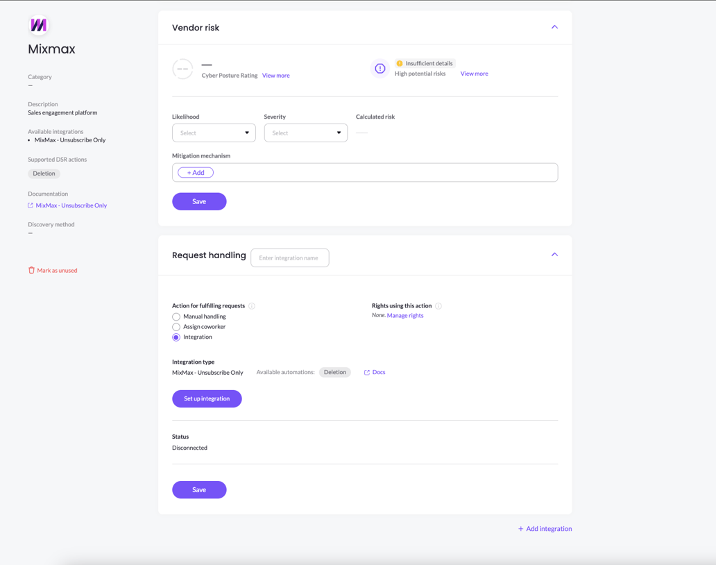 MixMax Unsubsribe DSR Integration